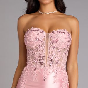 Aria Sequin Floral Embroidered Satin Mini Dress - Image 4