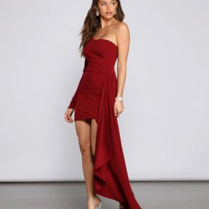 Emily One-Shoulder Pleated Asymmetric Mini Dress - Image 8