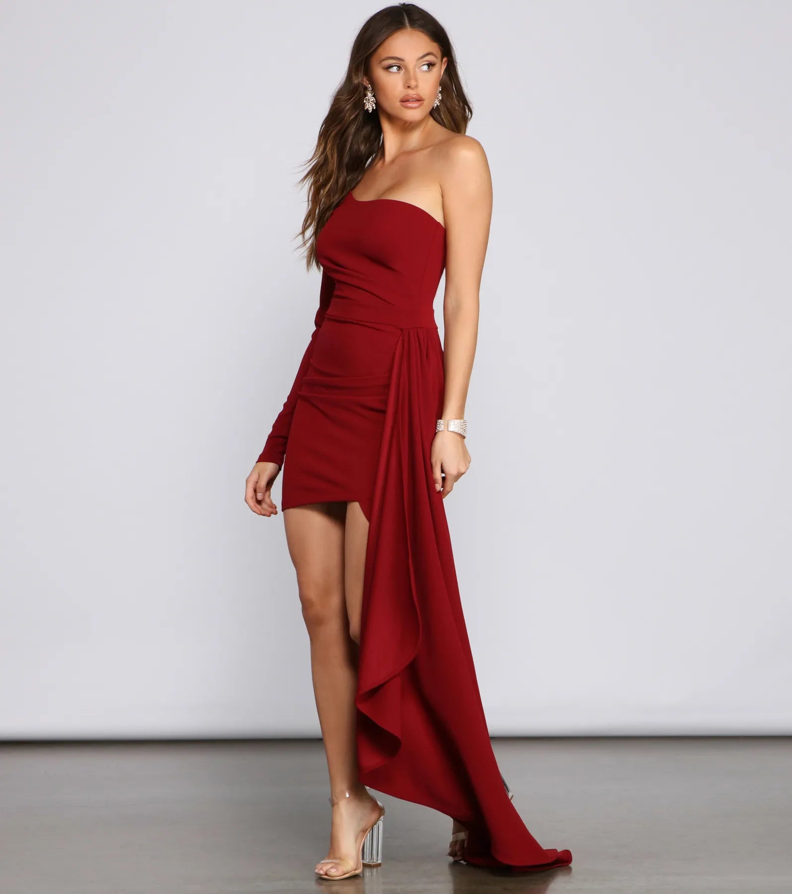 Emily One-Shoulder Pleated Asymmetric Mini Dress - Image 8