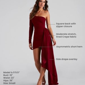 Emily One-Shoulder Pleated Asymmetric Mini Dress - Image 10