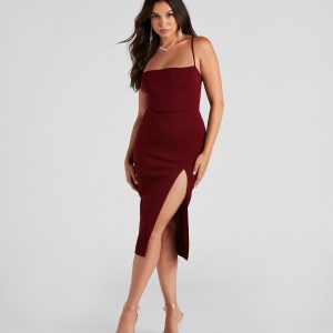 Henley Formal Lace-Up Midi Dress - Image 1