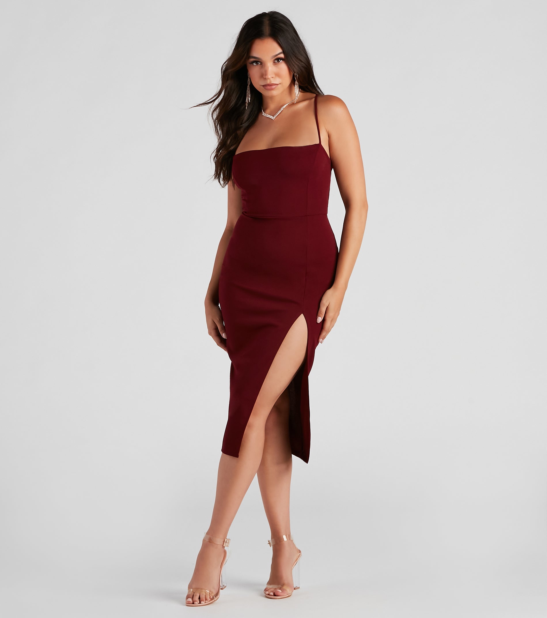 Henley Formal Lace-Up Midi Dress - Image 1