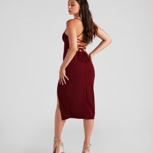 Henley Formal Lace-Up Midi Dress - Image 2