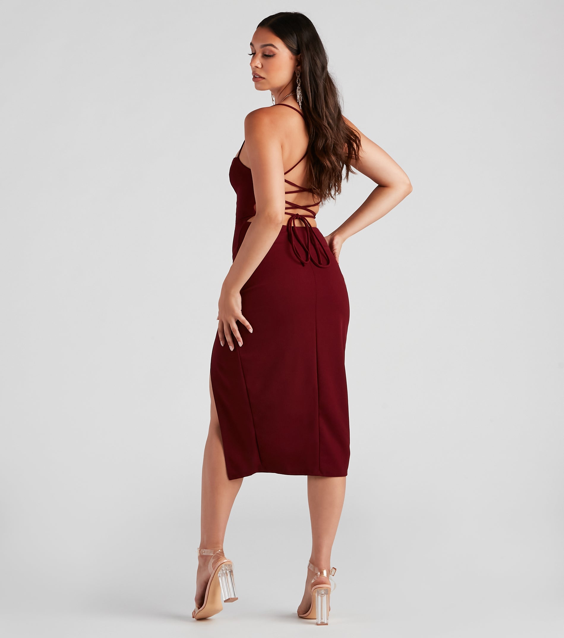 Henley Formal Lace-Up Midi Dress - Image 2