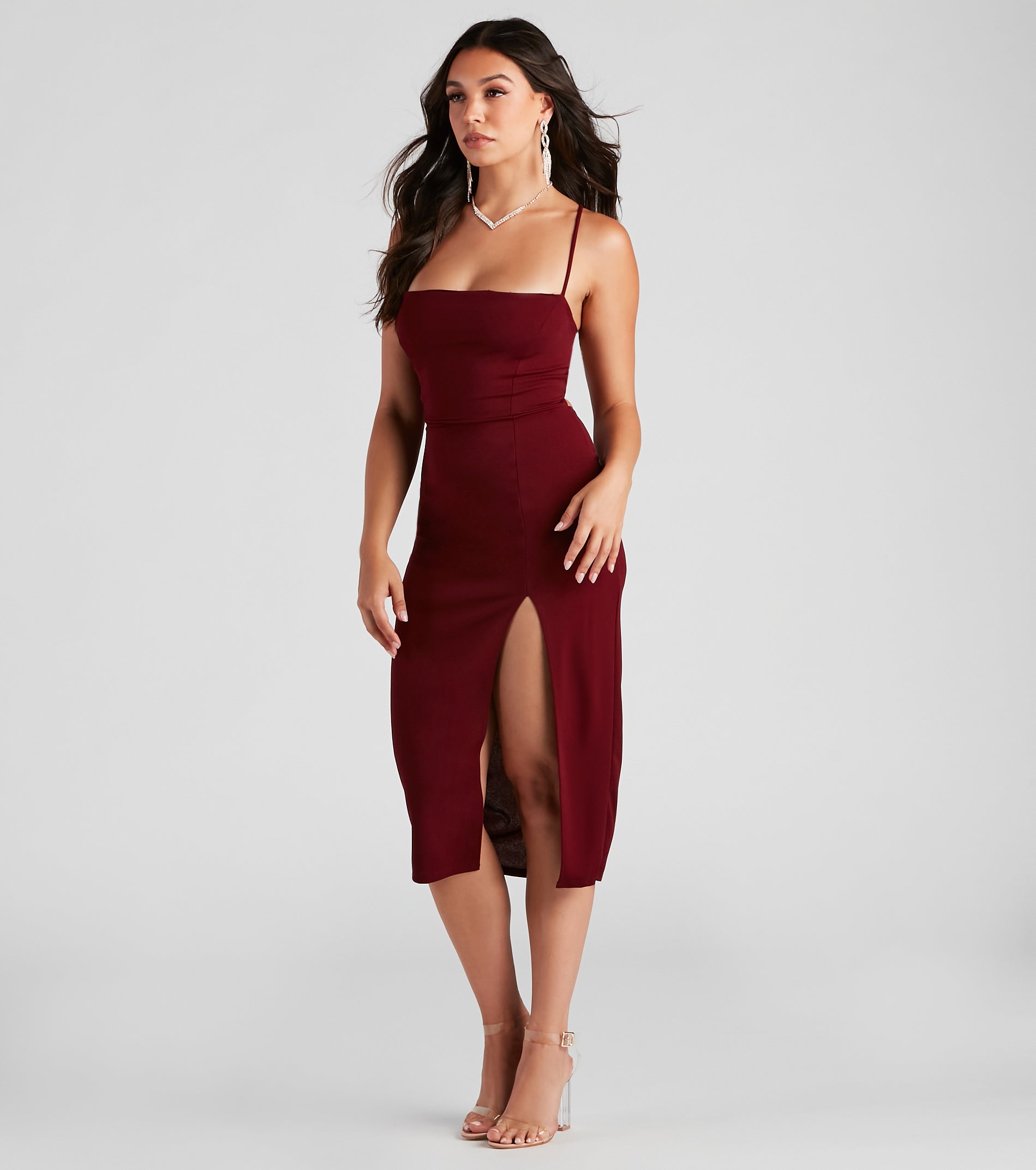 Henley Formal Lace-Up Midi Dress - Image 3