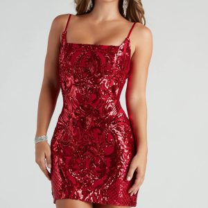 Ashley Sequin Mesh Short Dress - Image 8