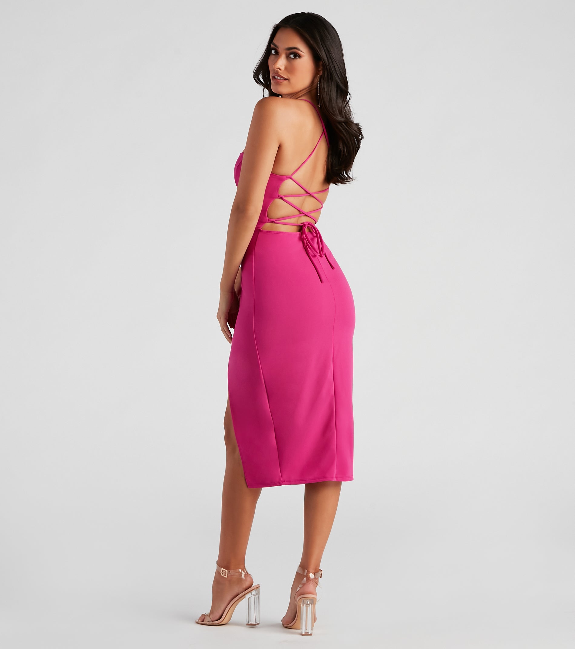 Henley Formal Lace-Up Midi Dress - Image 19