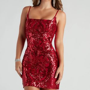 Ashley Sequin Mesh Short Dress - Image 4
