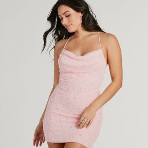 Keira Faux Pearl Strappy Open-Back Mini Dress - Image 1