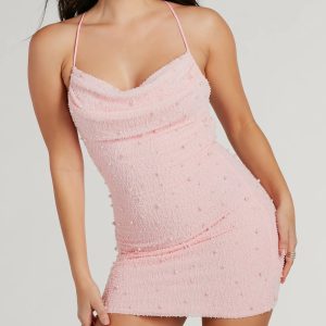 Keira Faux Pearl Strappy Open-Back Mini Dress - Image 4