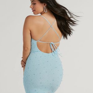 Keira Faux Pearl Strappy Open-Back Mini Dress - Image 11