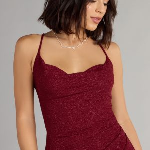 Amirah Formal Glitter Cowl Neck Column Dress - Image 7
