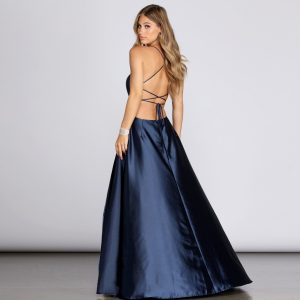 Anne Formal Lattice Satin Dress - Image 22