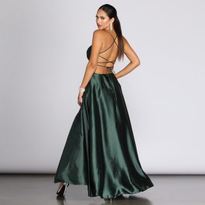 Anne Formal Lattice Satin Dress - Image 25