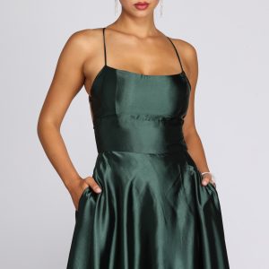 Anne Formal Lattice Satin Dress - Image 28
