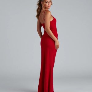 Evanna Formal Crepe Ruched Dress - Image 2