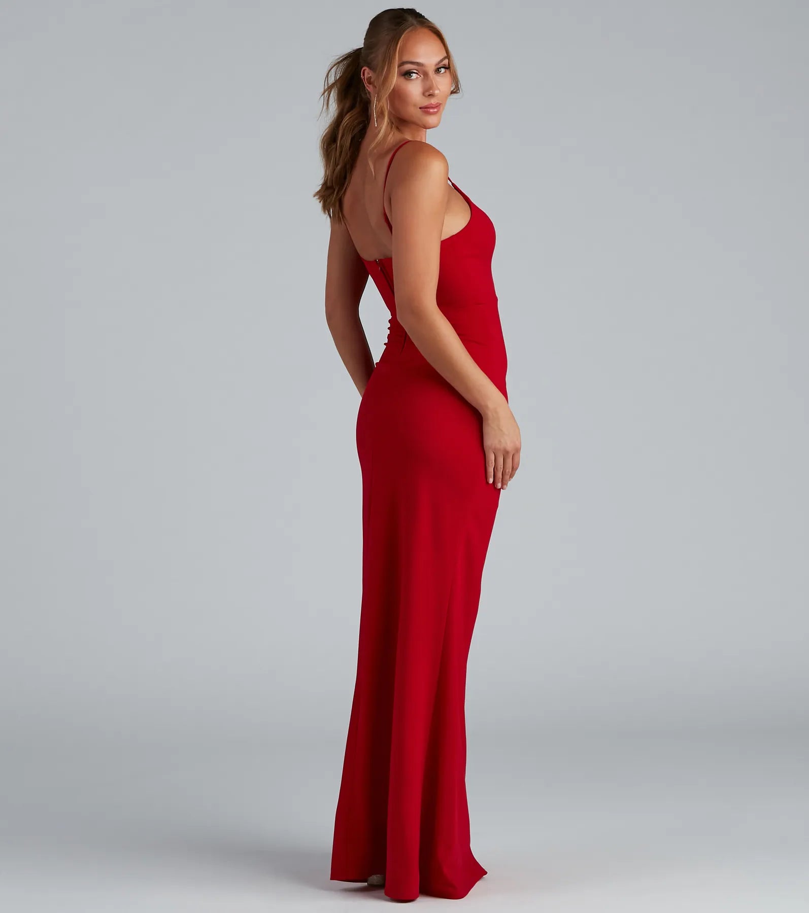 Evanna Formal Crepe Ruched Dress - Image 2