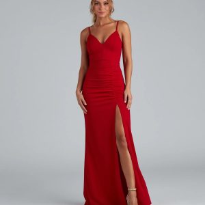 Evanna Formal Crepe Ruched Dress - Image 4