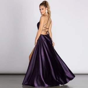 Anne Formal Lattice Satin Dress - Image 36