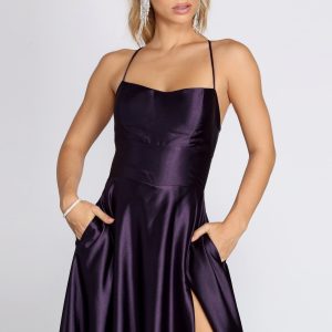 Anne Formal Lattice Satin Dress - Image 39