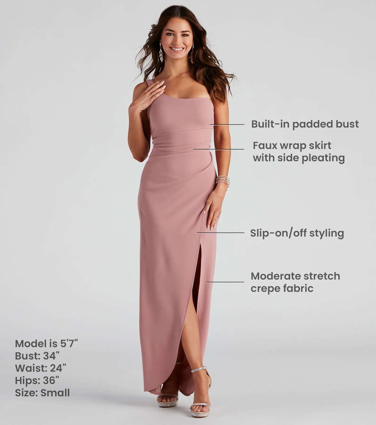 Iris One-Shoulder Crepe Dress - Image 23