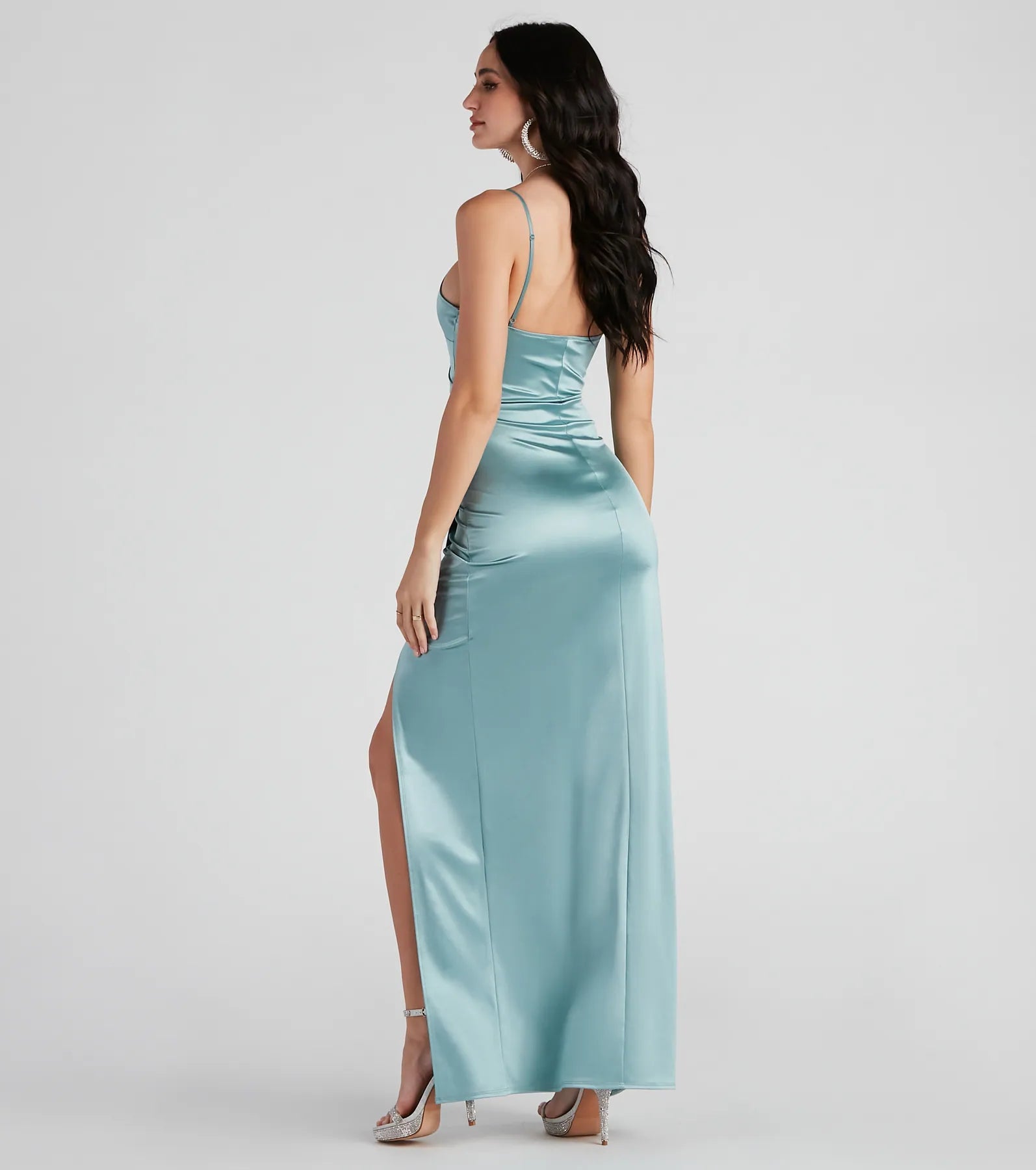 Jolina Wrap Skirt Satin Dress - Image 6