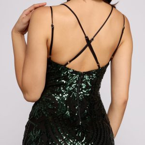 Arabella Formal Sequin Scroll Print Dress - Image 9