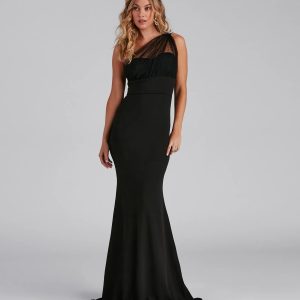 Dakota Formal One-Shoulder Swiss Dot Dress - Image 2