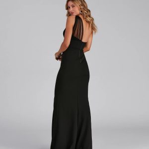 Dakota Formal One-Shoulder Swiss Dot Dress - Image 3