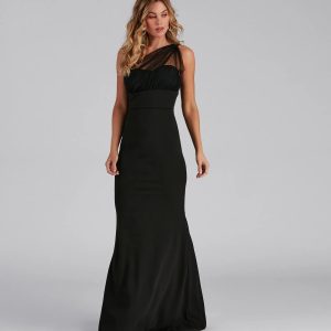 Dakota Formal One-Shoulder Swiss Dot Dress - Image 5