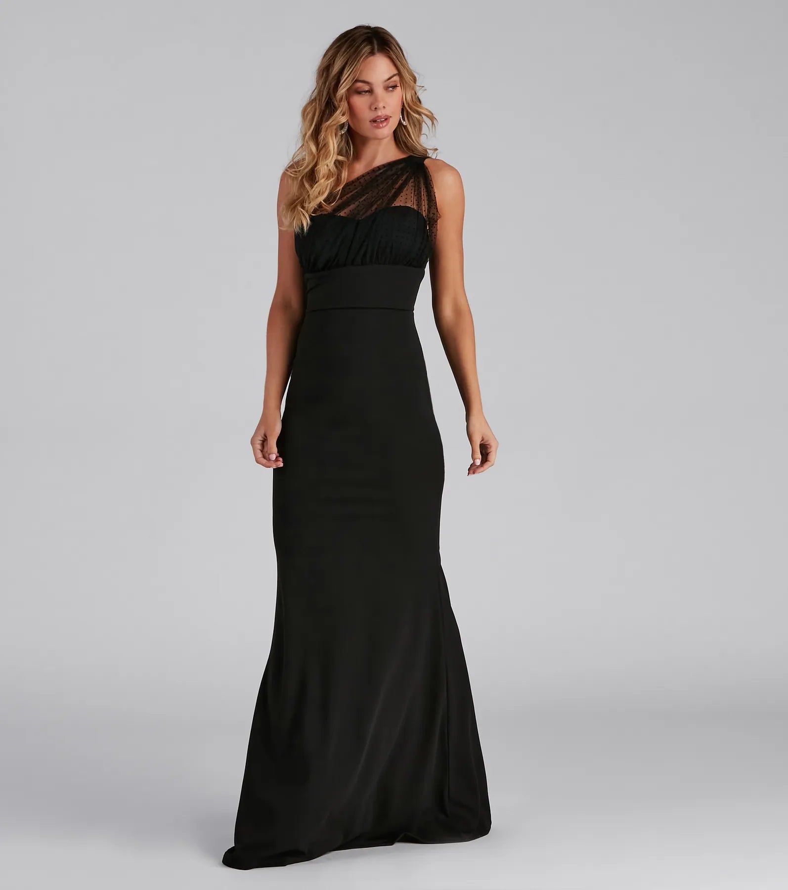 Dakota Formal One-Shoulder Swiss Dot Dress - Image 5