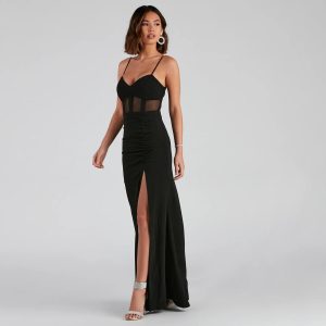 Alexia Formal High Slit Illusion Dress - Image 3