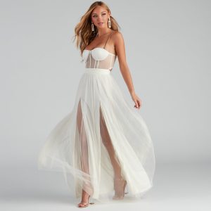 Cintra Mesh Tulle Bustier Gown - Image 7