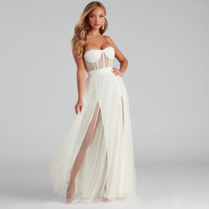 Cintra Mesh Tulle Bustier Gown - Image 9