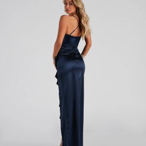 Jane Formal High Slit Satin Dress - Image 2