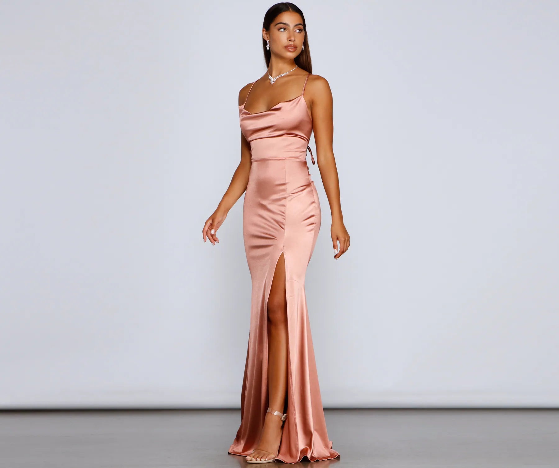 Bristol Formal Satin Lace-Up Dress - Image 17