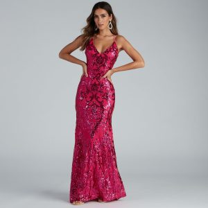 Lila Formal Open-Back Sequin Mermaid Dress - Image 1