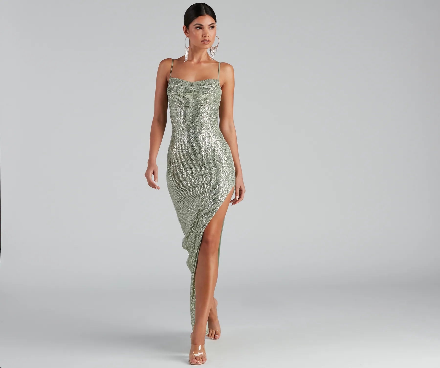 Fatima Sequin Cowl Neck Bodycon Formal Dress - Image 3