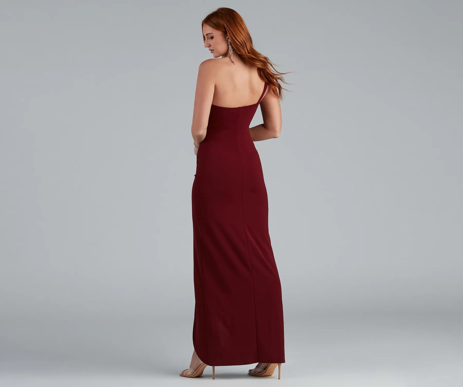 Iris One-Shoulder Crepe Dress - Image 11