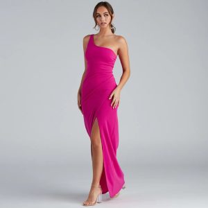 Iris One-Shoulder Crepe Dress - Image 7