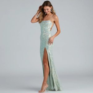 Edlyn Sequin Laceup Mermaid Formal Dress - Image 5