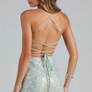 Edlyn Sequin Laceup Mermaid Formal Dress - Image 9