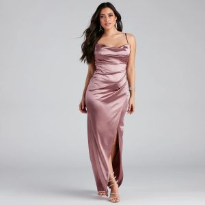 Annabelle Knit Satin Formal Dress - Image 7