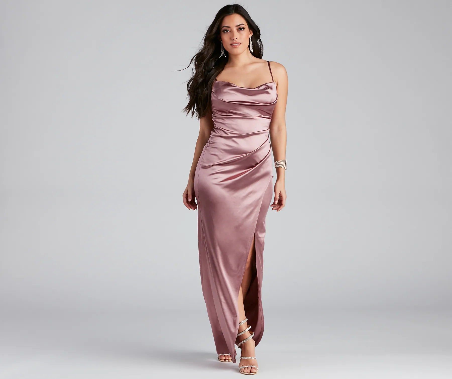 Annabelle Knit Satin Formal Dress - Image 7