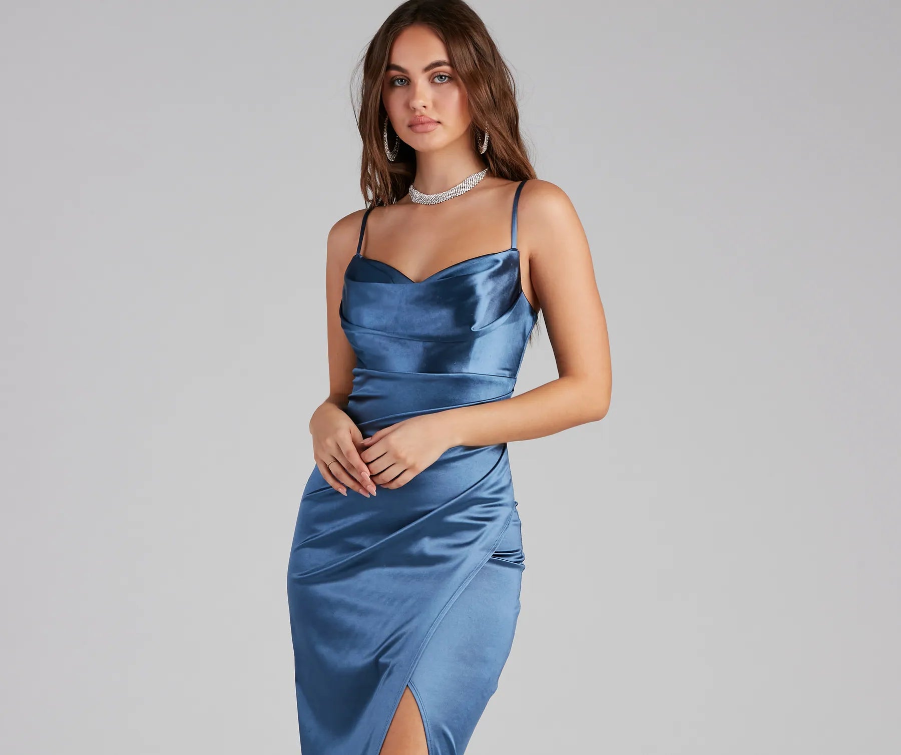 Annabelle Knit Satin Formal Dress - Image 3