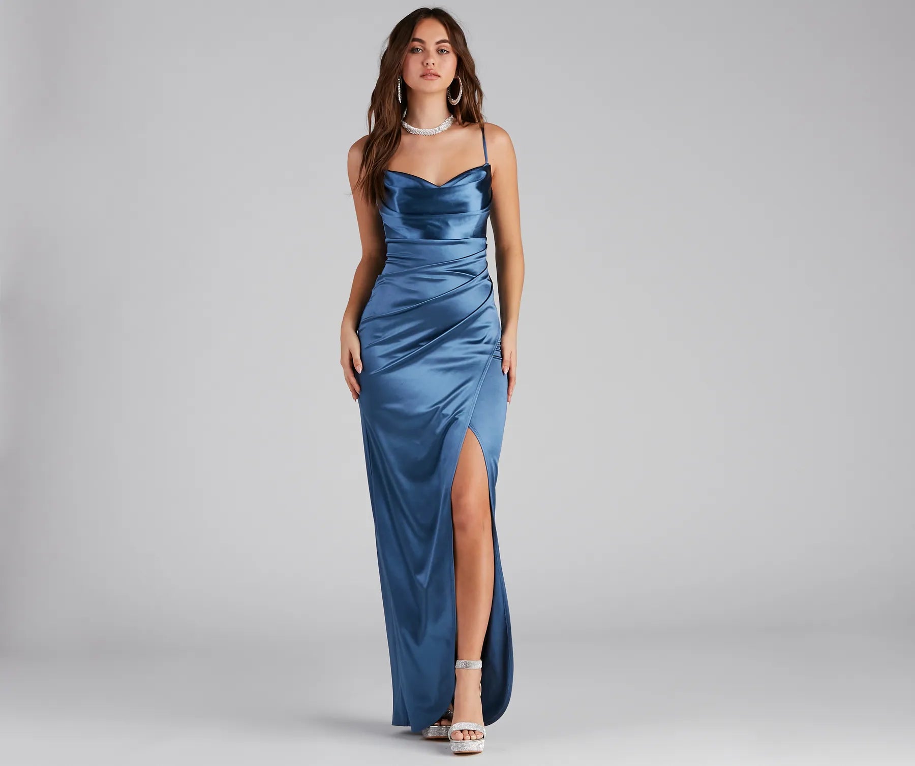 Annabelle Knit Satin Formal Dress - Image 4