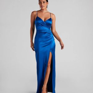 Jolina Wrap Skirt Satin Dress - Image 1