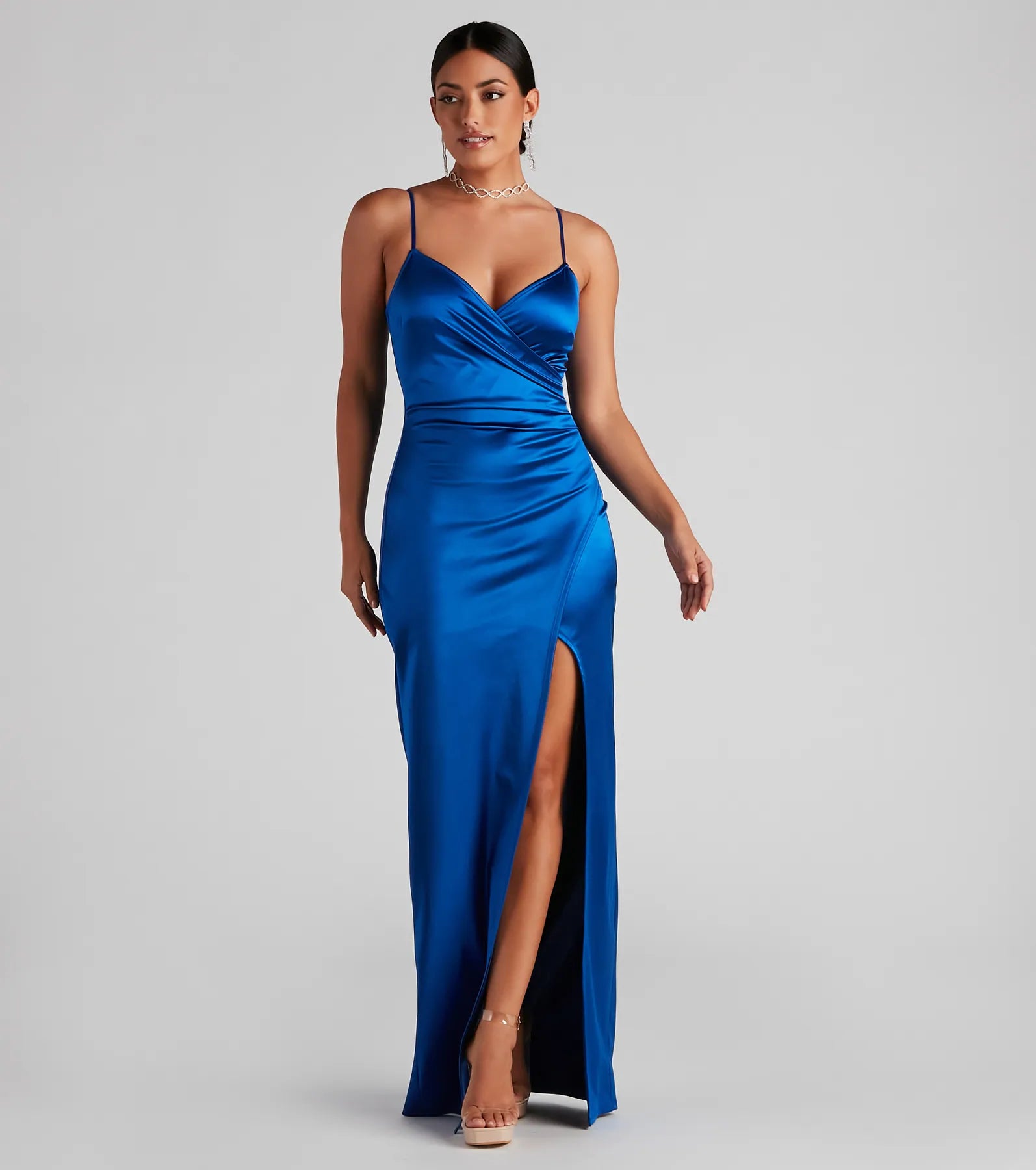 Jolina Wrap Skirt Satin Dress - Image 1
