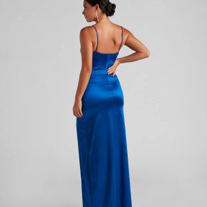 Jolina Wrap Skirt Satin Dress - Image 2