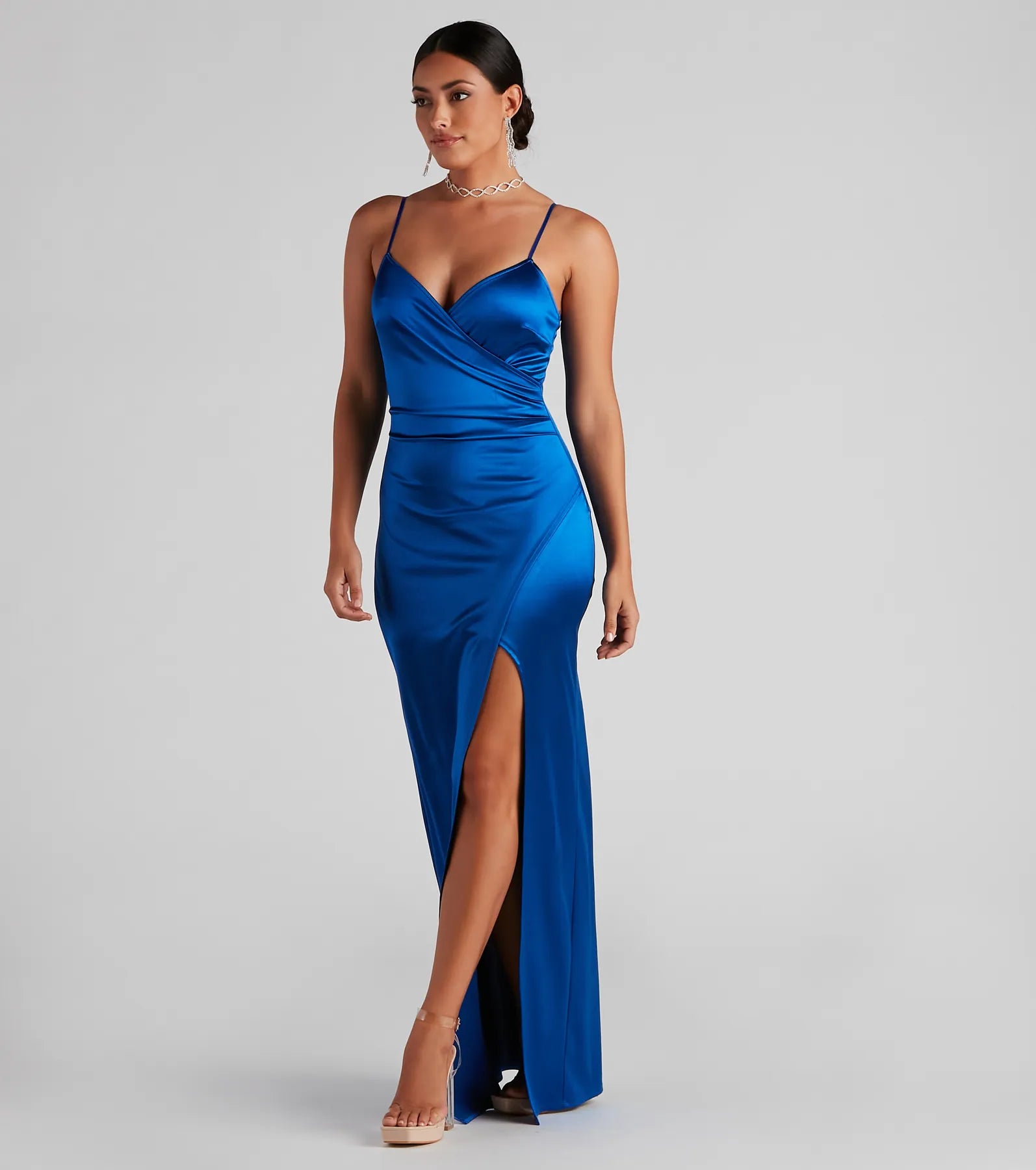Jolina Wrap Skirt Satin Dress - Image 3